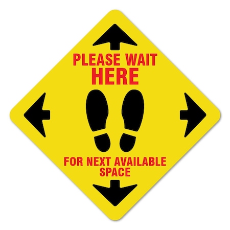 Signmission Please Wait Here Yellow Non-Slip Floor Graphic, 16in Vinyl Decal, 16" x 16", FD-X-16-9999 FD-X-16-9999